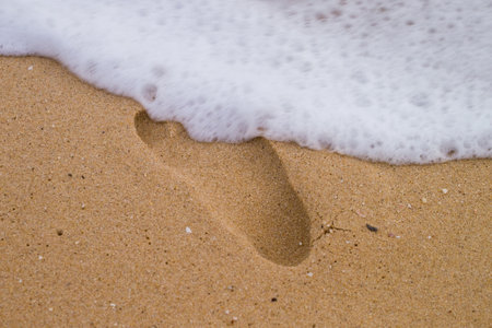 A footprint on sea sand
