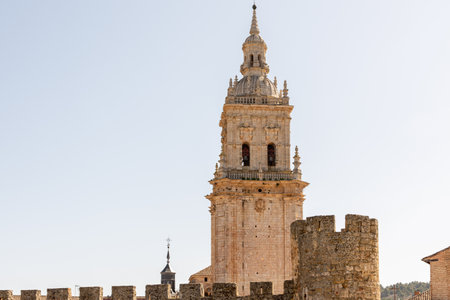 The facade of the cathedral of Burgo de Osma in Soria, Castilla y Leon, Spainの写真素材