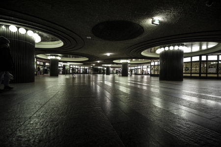 A beautiful dark shot of a subway station in Bavaria, Germanyのeditorial素材