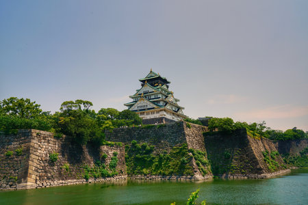 A beautiful view of Osaka Castle Park in Osaka Japanのeditorial素材