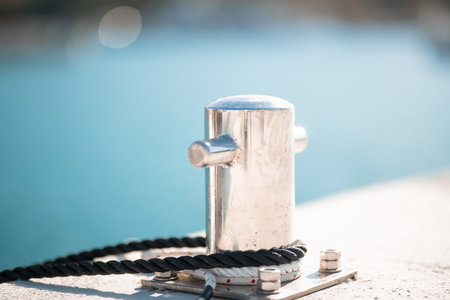 A selective focus shot of a mooring bollard