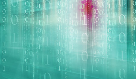 A 3D render of digital binary code background, suitable for website and graphical bannersの写真素材