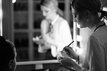 Backstage - make up session before photo shootingの写真素材