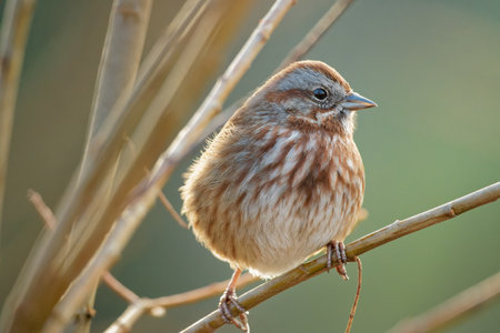 A closeup shot of a small bird on a tree branch with blurred backgroundの写真素材