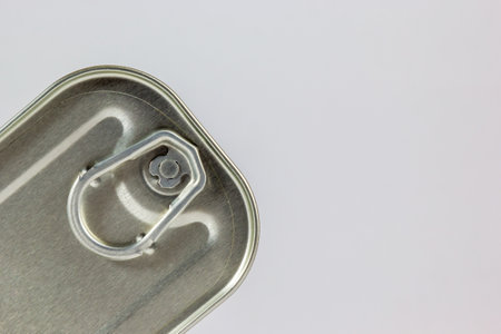 A top view of a can of food isolated on a white backgroundの写真素材