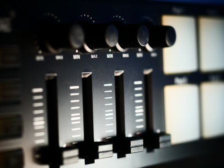 A dramatic shot of drum pad controller buttons lit with white light