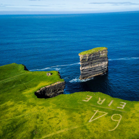 An aerial view of the Downpatrick Head, Irelandの写真素材