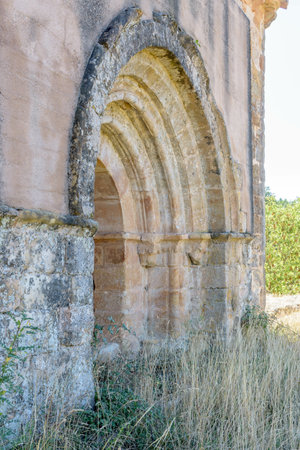 A vertical shot of a Romanesque church in Albacastro, Spainの写真素材