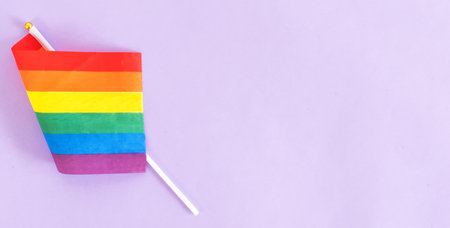 An overhead shot of a gay rainbow flag  - concept of LGBT community