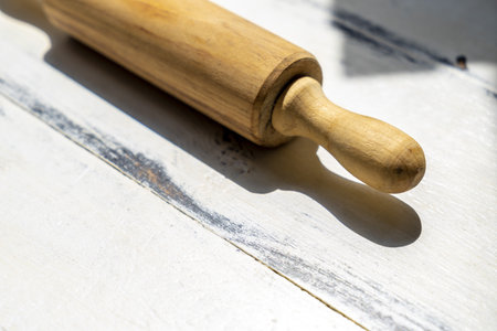 A close up shot of a rolling pinの写真素材