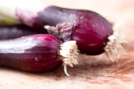 A closeup shot of red onionsの写真素材