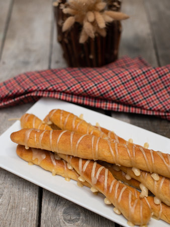 A vertical shot of puff pastry straws