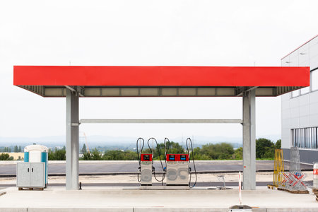 A gas station in an industrial area
