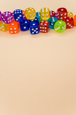A closeup shot of colorful dices on white background