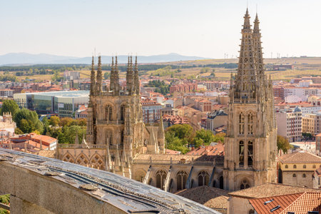 A breathtaking view of Burgos with its impressive Gothic cathedral. Burgos, Castile and Leon, Spain