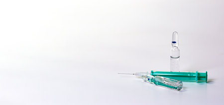 A sea syringe and ampules on an isolated backgroundの写真素材