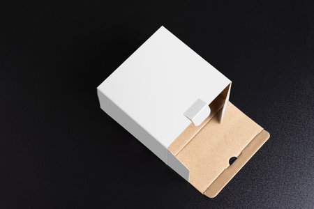 A cubical white box on black background