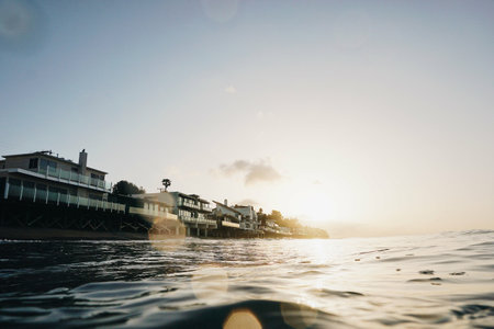 A view of luxury houses along the coastline in Malibu, USA