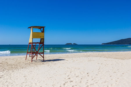 A closeup shot of a lifeguard towerの写真素材