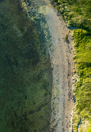 An aerial view of Fleet lagoon in Weymouth, Dorset, UK
