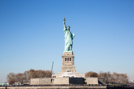 A beautiful view of the Statue of Liberty in New York, USAの写真素材