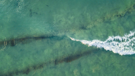 Aerial View of Great Ocean Road and BeacLandscape at Sunset, Victoria, Australiaの写真素材