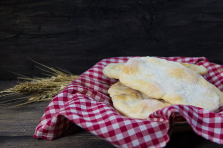 unleavened or unleavened bread, traditional of the Hebrew culture made without yeast, symbol of the Jewish Passoverの写真素材
