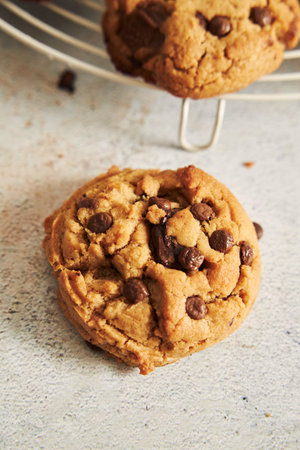 A vertical shot of delicious chocolate cookies with grid