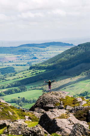 A Caucasian woman from Ireland hiking in mountainsの写真素材