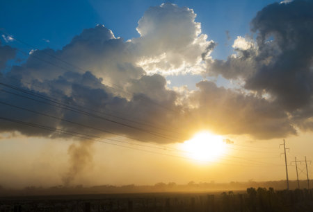 Sunset in rural Guatemala, dramatic and colorful sunset.の写真素材