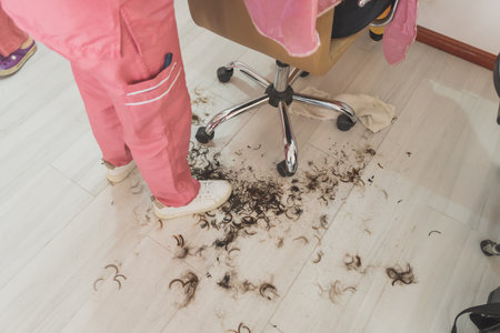 Adult woman getting a haircut. In a specialized beauty and spa center.の写真素材