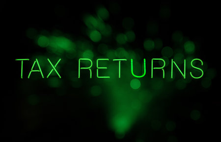 Vintage Tax Returns Neon Signの写真素材