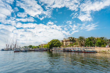View of the surroundings of the city of Luxor from the Nile. Egyptの写真素材