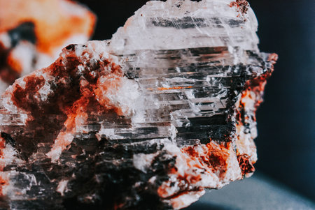 A macro shot of a beautiful Villiaumite - a rare halide mineralの写真素材