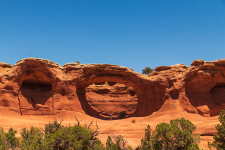 The Arches National Park in Grand County, Utahの写真素材