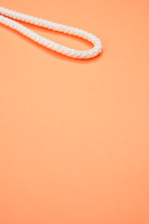 A vertical shot of a rope part isolated on a peach color backgroundの写真素材