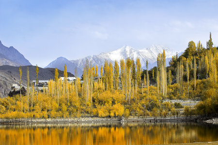 The beautiful autumn colors in full swing. The click was captured in Beautiful northern area of Pakistanの写真素材