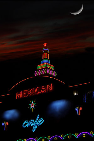 Neon Photo Composite, Mexican Restaurantの写真素材