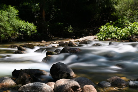 Blurred water. Photographed on a sunny day in south of France