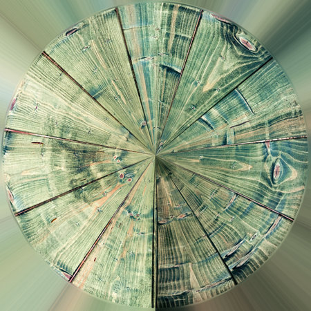 Circular old texture with a pattern of green planks Beautiful wooden texture background.の写真素材