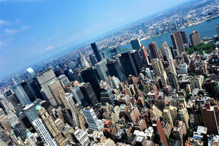 An aerial view of high-rise buildings in an urban areaのeditorial素材