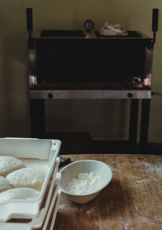 A closeup shot of the process of making breadの写真素材