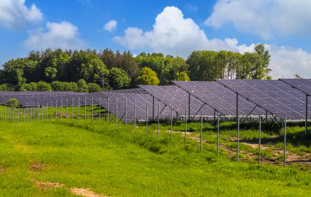 The solar panels in a park in Northern Europe