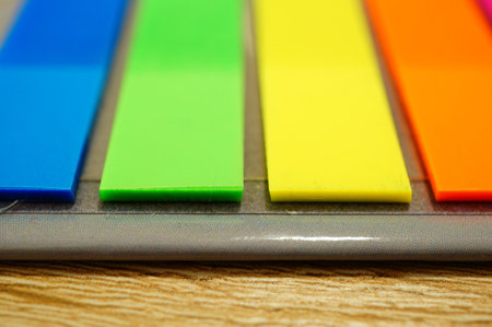 Close up of colorful sticking papers