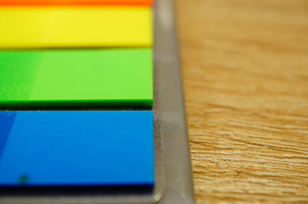 Close up of colorful sticking papers