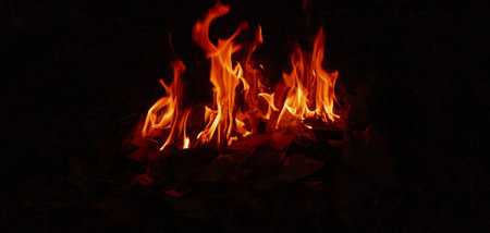 A closeup shot of a beautiful fire burning in the dark captured in Australia