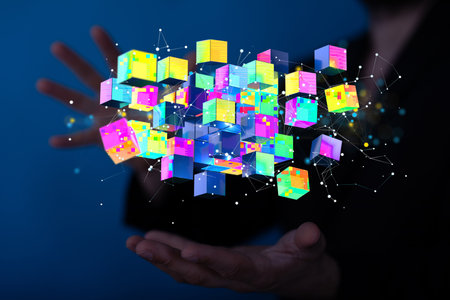 data security - Cloud technology. Integrated digital web concept backgroundの写真素材