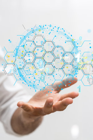 Cloud computing concept.Abstract cloud connection technology background.の写真素材