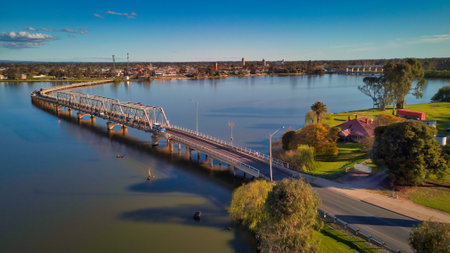 The road bridge from Mulwala to Yarrawongaの写真素材