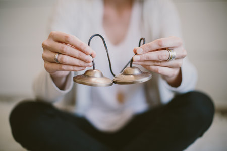 tibetan meditation bellsの写真素材